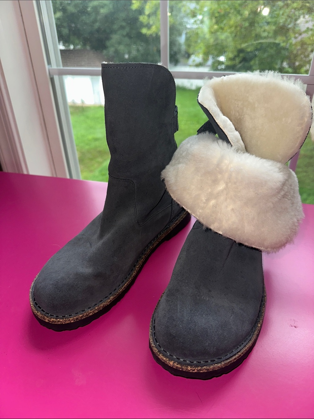 Birkenstock Dark Grey Suede Shearling-Lined Winter Boots - Picture 4 of 15